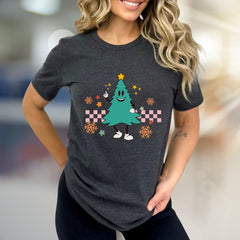 Retro Christmas Tree Graphic Tee, a Whimsical Holiday Pick for Fun-Lovers