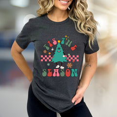 "Tis The Season" Retro Christmas Tree Graphic Tee, a Festive Holiday Pick for Enthusiasts