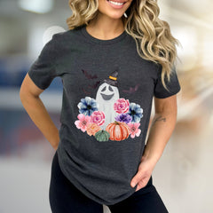 Witch Ghost & Floral Vibes Graphic Tee, a Spooky-Chic Pick for Halloween Lovers