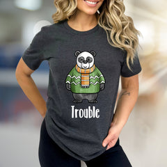 "Trouble" Panda Graphic Tee, a Playful Animal Design for Fun Lovers