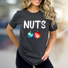"NUTS" Christmas Ornaments Graphic Tee, a Funny Holiday Pick for Everyone