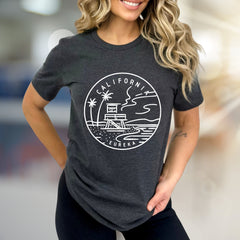 "CALIFORNIA EUREKA" Coastal Horizon Graphic Tee, a Beach Vibes Pick for Travelers