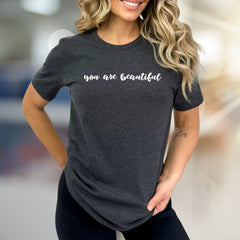 "You Are Beautiful" Script Graphic Tee, a Positive Vibe Pick for Everyone