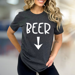 “BEER” Arrow Graphic Tee, A Playful Drinking Humor Unisex Adult T-Shirt