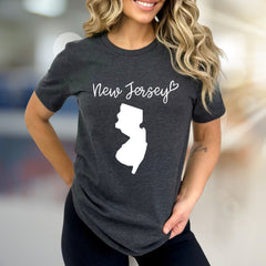 "New Jersey" State Outline Graphic Tee, a Hometown Pride Pick for Enthusiasts