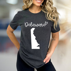 "Delaware" State Map Graphic Tee, a Hometown Pride Pick for Residents & Fans