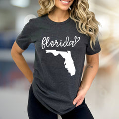 "Florida" State Outline & Script Graphic Tee, a Sunshine State Pick for Travelers