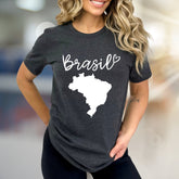 "Brasil" Map Graphic Tee, a Patriotic Pick for Travelers & Culture Lovers
