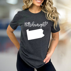 "Pittsburgh" State Map Graphic Tee, a Local Love Pick for City Enthusiasts