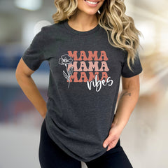 "Mama Mama Mama Vibes" Floral Graphic Tee, a Motherhood Pick for Modern Moms