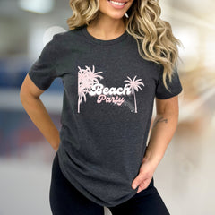 "Beach Party" Tropical Neon Graphic Tee, a Vacation Vibe Pick for Beach Lovers