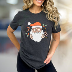 Funky Santa Peace Sign Holly Jolly Christmas Graphic Tee, a Retro Holiday Pick for Everyone