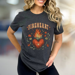 "FIREHEART" Mystical Bloom Graphic Tee, a Boho Chic Pick for Free Spirits
