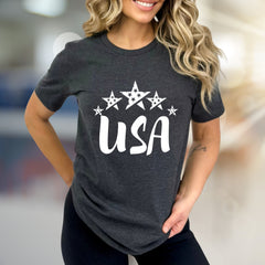 "USA" Patriotic Star Graphic Tee, a Bold Statement for Everyone