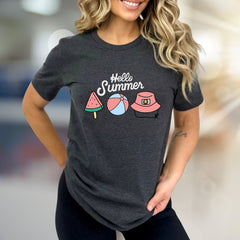 "Hello Summer" Beach Day Graphic Tee, a Vacation Vibe Pick for Summer Lovers