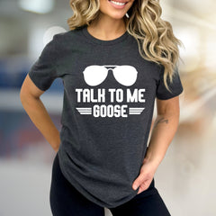 "TALK TO ME GOOSE" Aviator Graphic Tee, a Maverick Fan Pick for Film Lovers