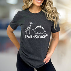 "Team Herbivore" Dino Giraffe Graphic Tee, a Vegan Lifestyle Pick for Eco-Conscious