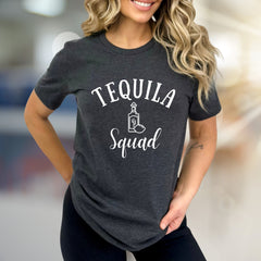 "Tequila Squad" Fun Enthusiast Graphic Tee, A Party-Ready Pick for Social Souls