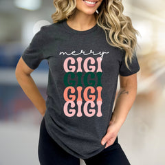 “Merry Gigi” Festive Graphic Tee, a Grandparent's Joyful Pick for Family