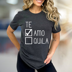 "Te Amo" vs "Tequila" Checkbox Graphic Tee, A Playful Choice for Fun-Lovers