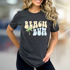 "Beach Bum" Retro Palm Graphic Tee, a Laid-Back Summer Pick for Vacationers