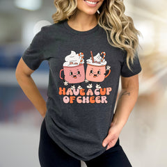 "Have a Cup of Cheer" Retro Hot Cocoa Graphic Tee, a Winter Cozy Pick for Enthusiasts