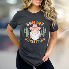 "Cowboy Christmas" Western Santa Graphic Tee, a Festive Country Pick for Holiday Lovers