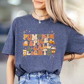"Pumpkin Spice & Call Lights" Retro Fall Graphic Tee, a Seasonal Comfort Pick for Autumn Lovers