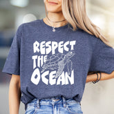 "Respect The Ocean" Sea Turtle Graphic Tee, an Eco-Conscious Pick for Ocean Advocates
