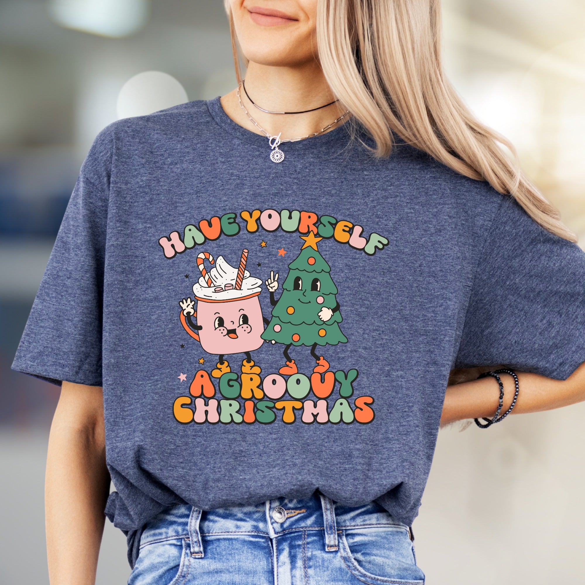 "Have Yourself a Groovy Christmas" Retro Holiday Graphic Tee, a Funky Festive Pick for Everyone