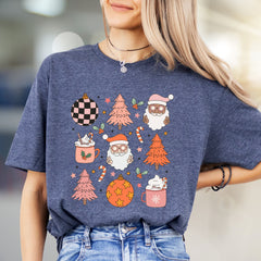 Retro Christmas Santa & Hot Cocoa Graphic Tee, A Cozy Holiday Pick for Everyone