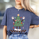 Waving Christmas Tree Retro Graphic Tee, a Festive Holiday Pick for Everyone