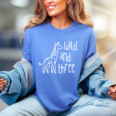 "Wild and Three" Giraffe Graphic Tee, a Birthday Adventure Pick for Fun-Loving Adults