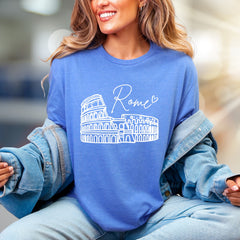 "Rome" Colosseum Outline Graphic Tee, a Travel Souvenir for Culture Lovers