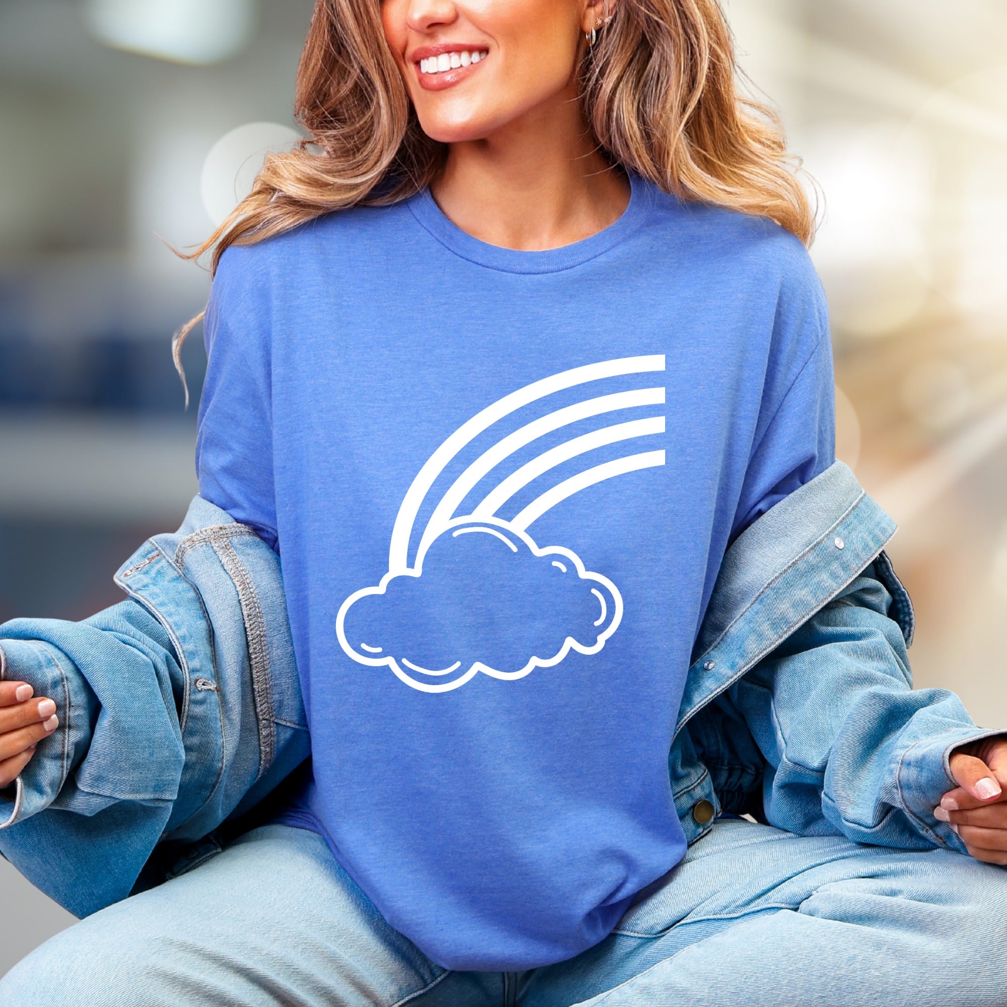 Cloud and Rainbow Graphic Tee, a Whimsical Pick for Dreamers