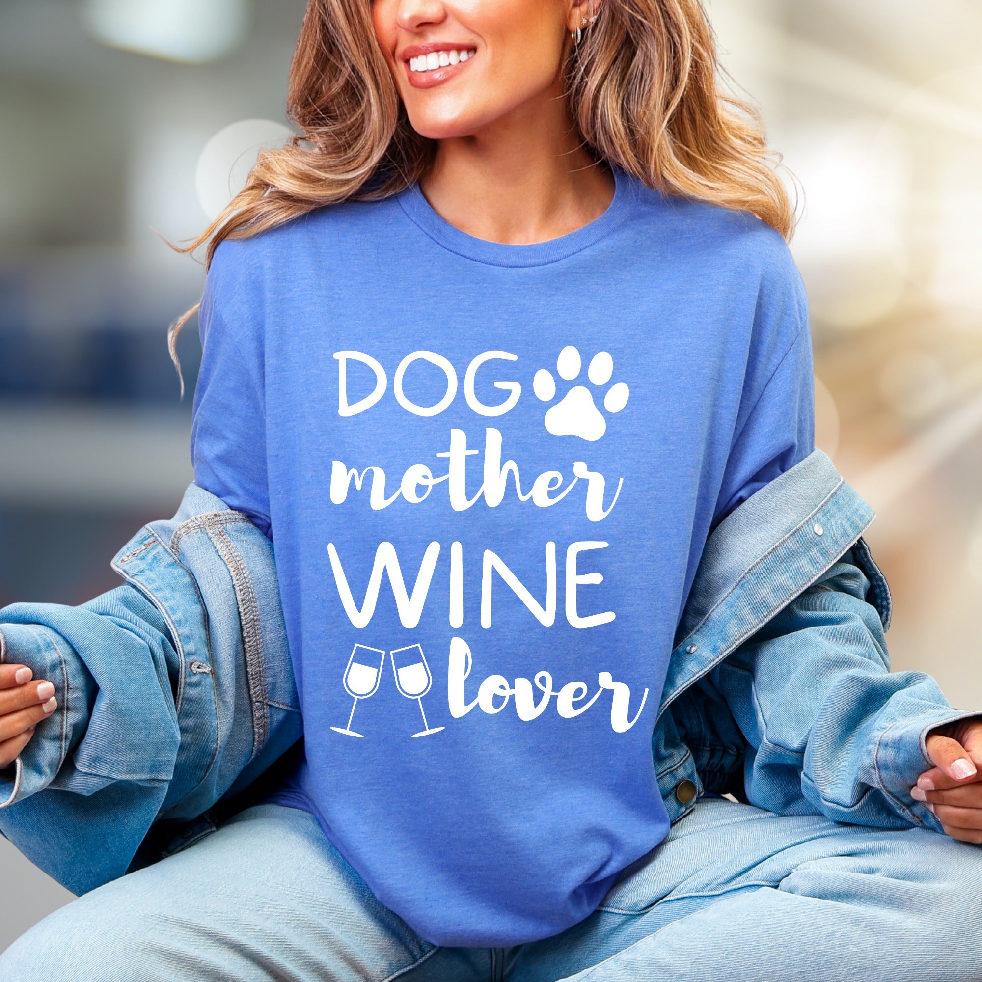 "Dog Mother Wine Lover" Pet Parent Graphic Tee, a Lifestyle Pick for Enthusiasts
