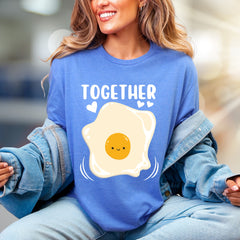 "TOGETHER" Cute Fried Egg Graphic Tee, A Playful Matching Pick for Couples