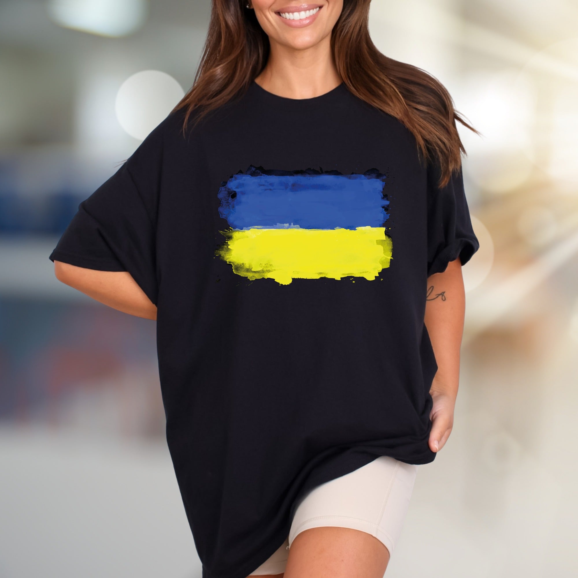 Abstract Ukraine Flag Graphic Tee, A Patriotic Statement for Supporters