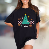 Retro Christmas Tree Graphic Tee, a Whimsical Holiday Pick for Fun-Lovers