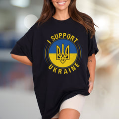 "I Support Ukraine" Emblem Graphic Tee, A Patriotic Statement for Advocates