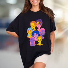 Vibrant Faces Diversity Tee, Artistic Graphic Pick for Inclusivity Advocates