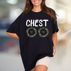 "CHEST" Holiday Wreaths Graphic Tee, a Festive Fun Pick for Christmas Parties