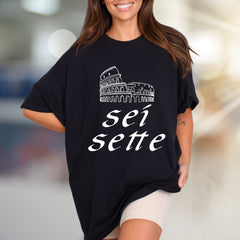 "Sei Sette" Colosseum Graphic Tee, a Roman Holiday Pick for Travel Enthusiasts