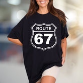 "Route 67" Highway Sign Graphic Tee, a Classic Road Trip Pick for Adventurers