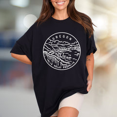 "Oregon: Alis Volat Propriis" Scenic Landscape Graphic Tee, a PNW Explorer Pick for Nature Lovers