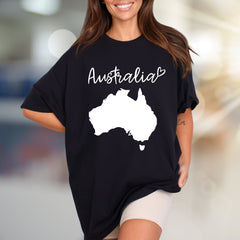 "Australia" Map Heart Graphic Tee, a Travel Lover's Pick for Everyday Style