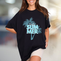 "Hello Summer" Tropical Palms Graphic Tee, a Vacation Vibe for Everyone