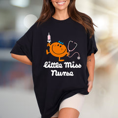 "little Miss Nurse" Adorable Healthcare Graphic Tee, A Playful Gift for RNs