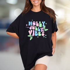 "Holly Jolly Vibes" Holiday Graphic Tee, a Festive Pick for Celebration