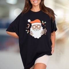 Funky Santa Peace Sign Holly Jolly Christmas Graphic Tee, a Retro Holiday Pick for Everyone
